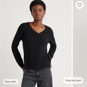 Quince Black V-Neck Sweater